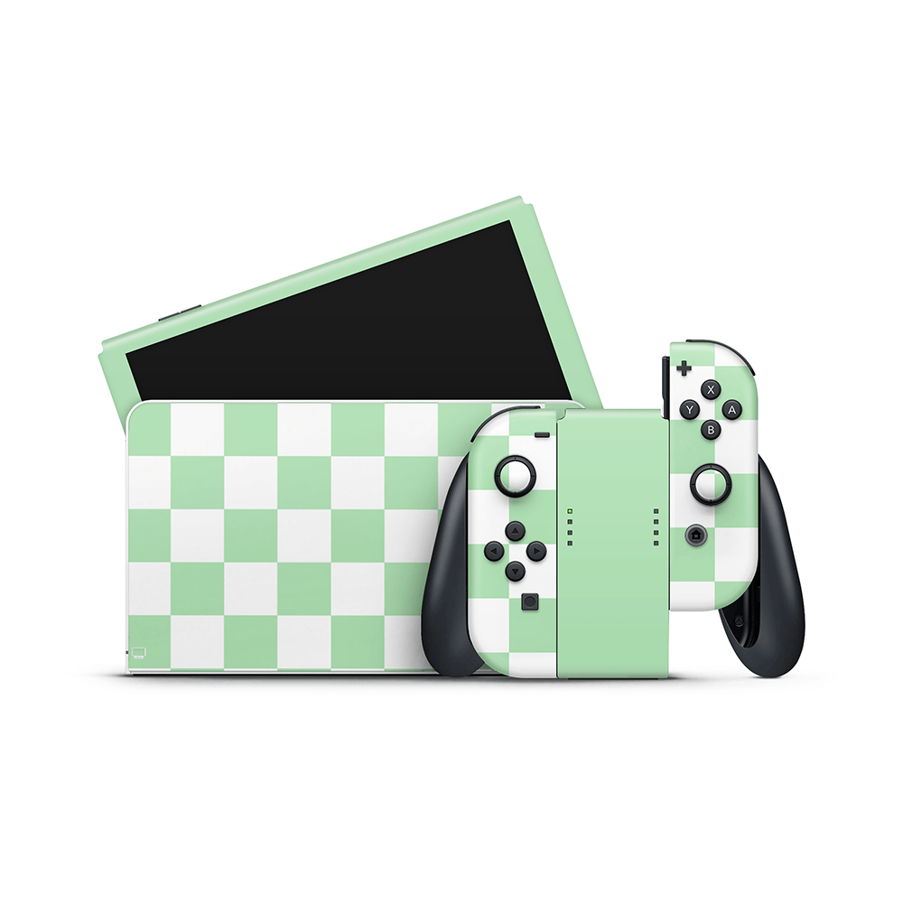 Matcha Checkered Nintendo Switch OLED Skin