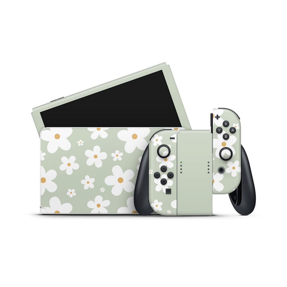 Sage Daisies Nintendo Switch OLED Skin