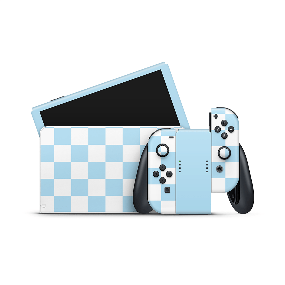 Blueberry Checkered Nintendo Switch OLED Skin