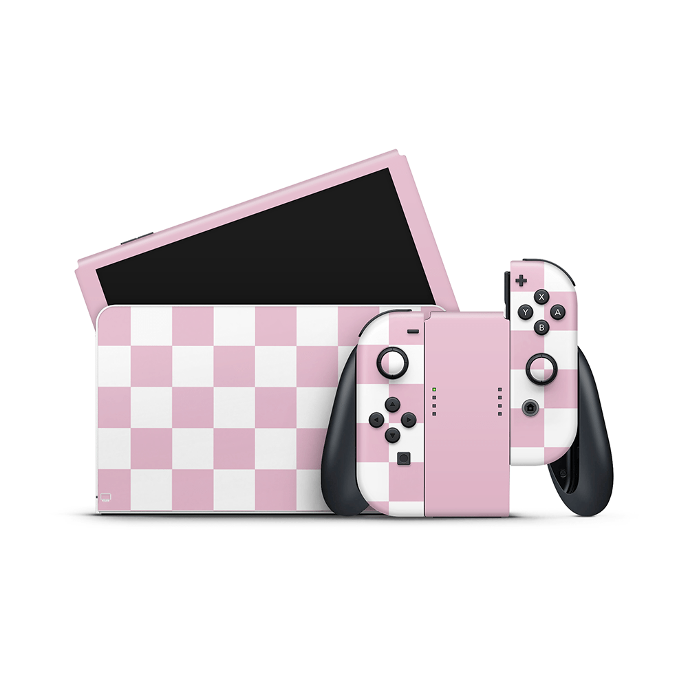 Rose Checkered Nintendo Switch OLED Skin
