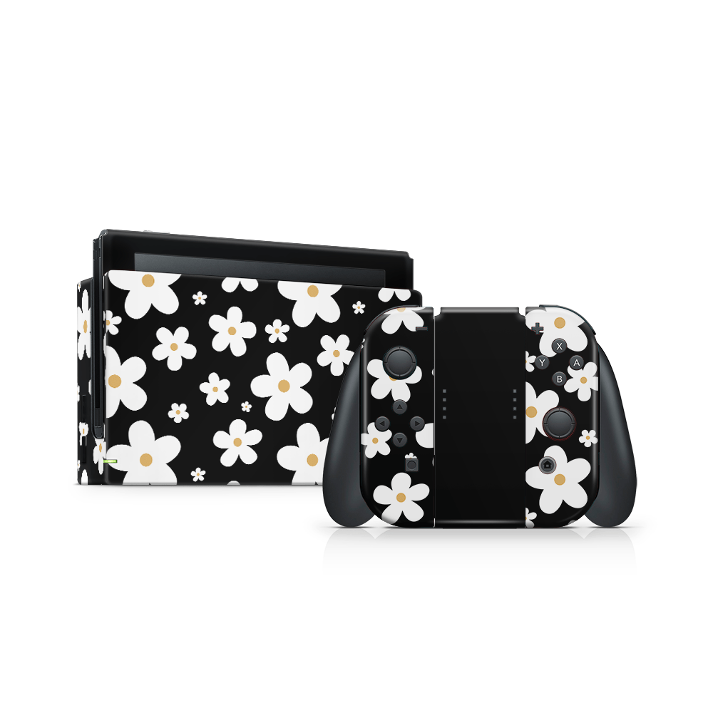Monochrome Daisy Nintendo Switch Skin