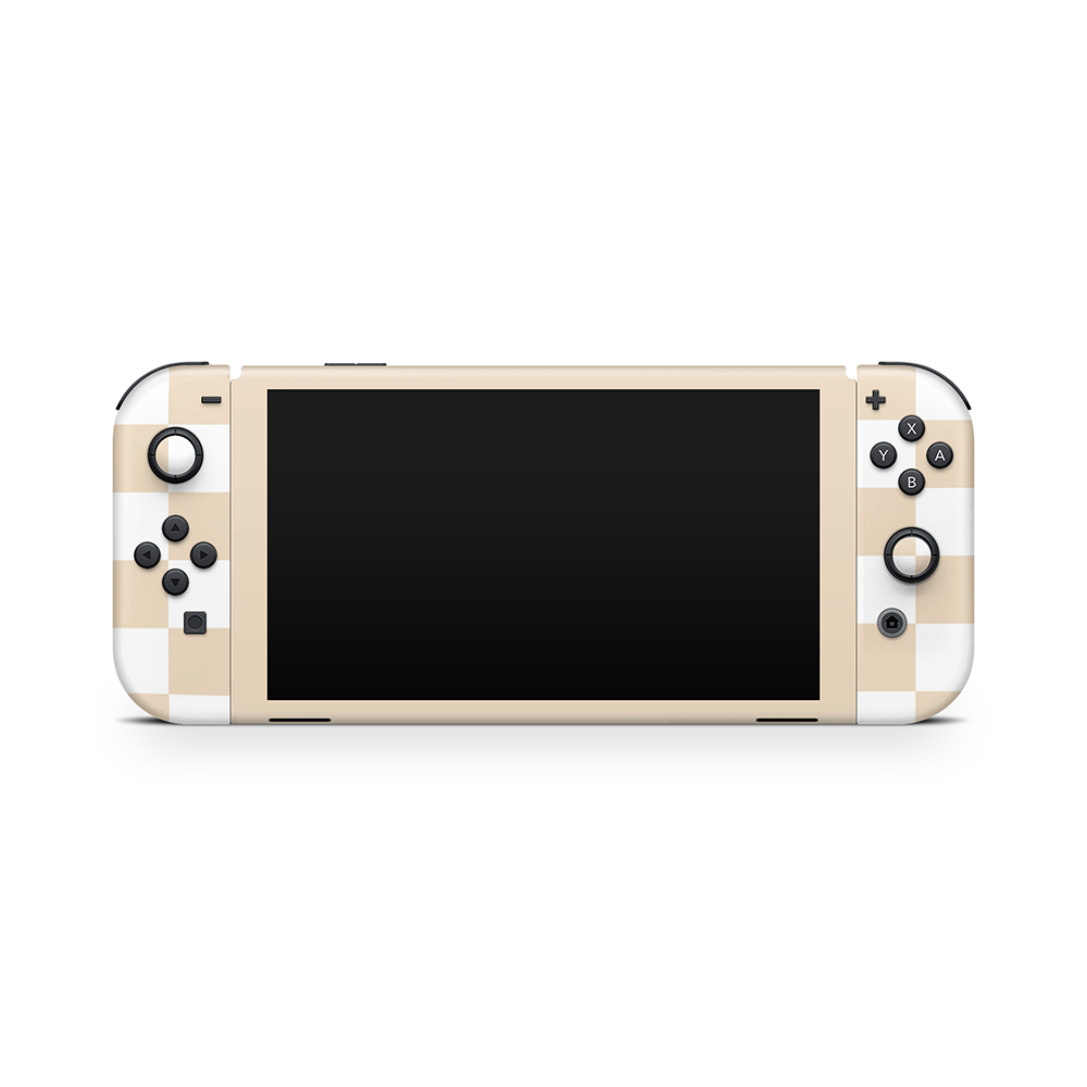 Latte Checkered Nintendo Switch OLED Skin