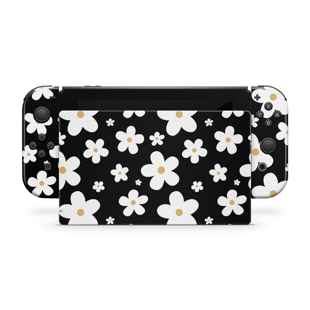 Monochrome Daisy Nintendo Switch Skin