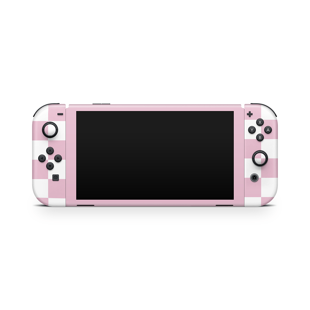 Rose Checkered Nintendo Switch OLED Skin
