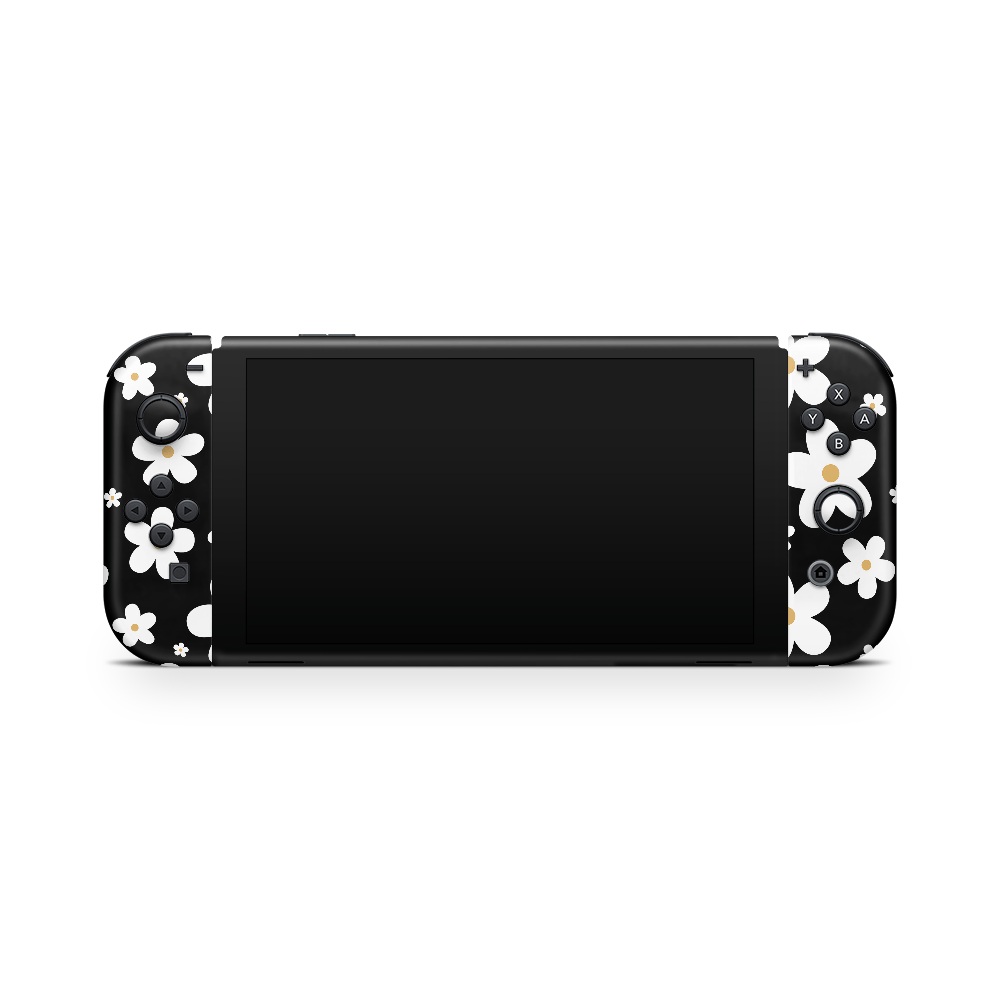 Monochrome Daisy Nintendo Switch OLED Skin