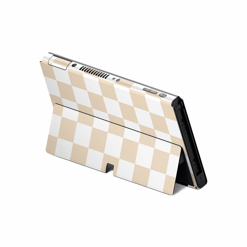 Latte Checkered Nintendo Switch OLED Skin
