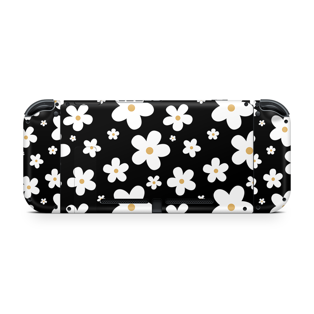 Monochrome Daisy Nintendo Switch Skin