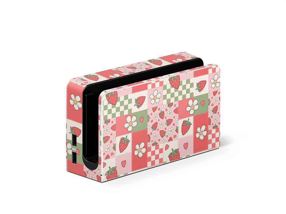 Strawberry Patchwork Nintendo Switch OLED Skin