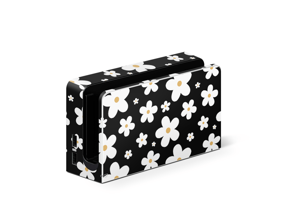 Monochrome Daisy Nintendo Switch OLED Skin