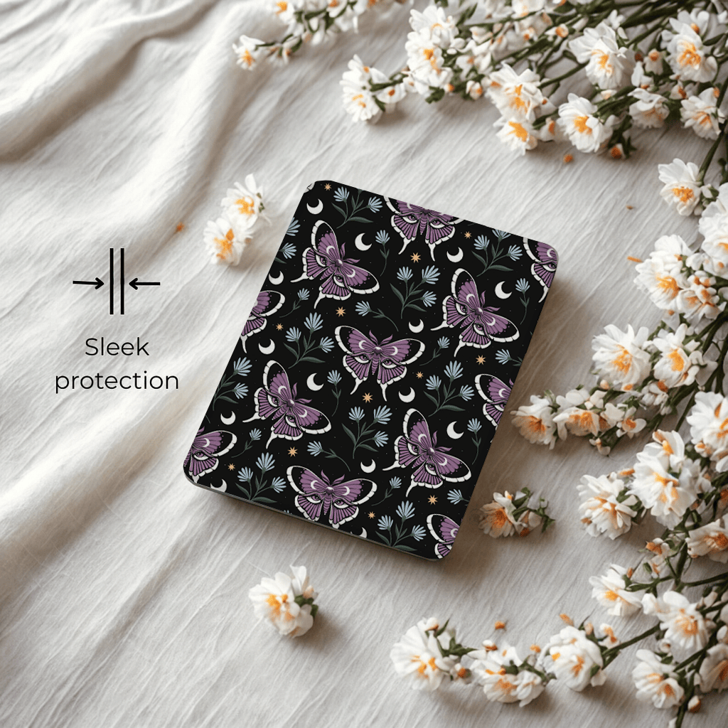Dreamveil Moth Kindle Case | Built in Hand Strap & Back Magnets