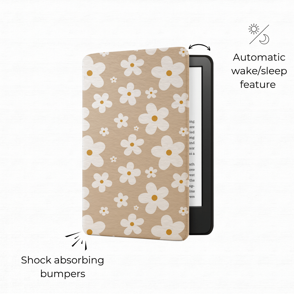 Simply Daisy Kindle Case | Built in Hand Strap & Back Magnets