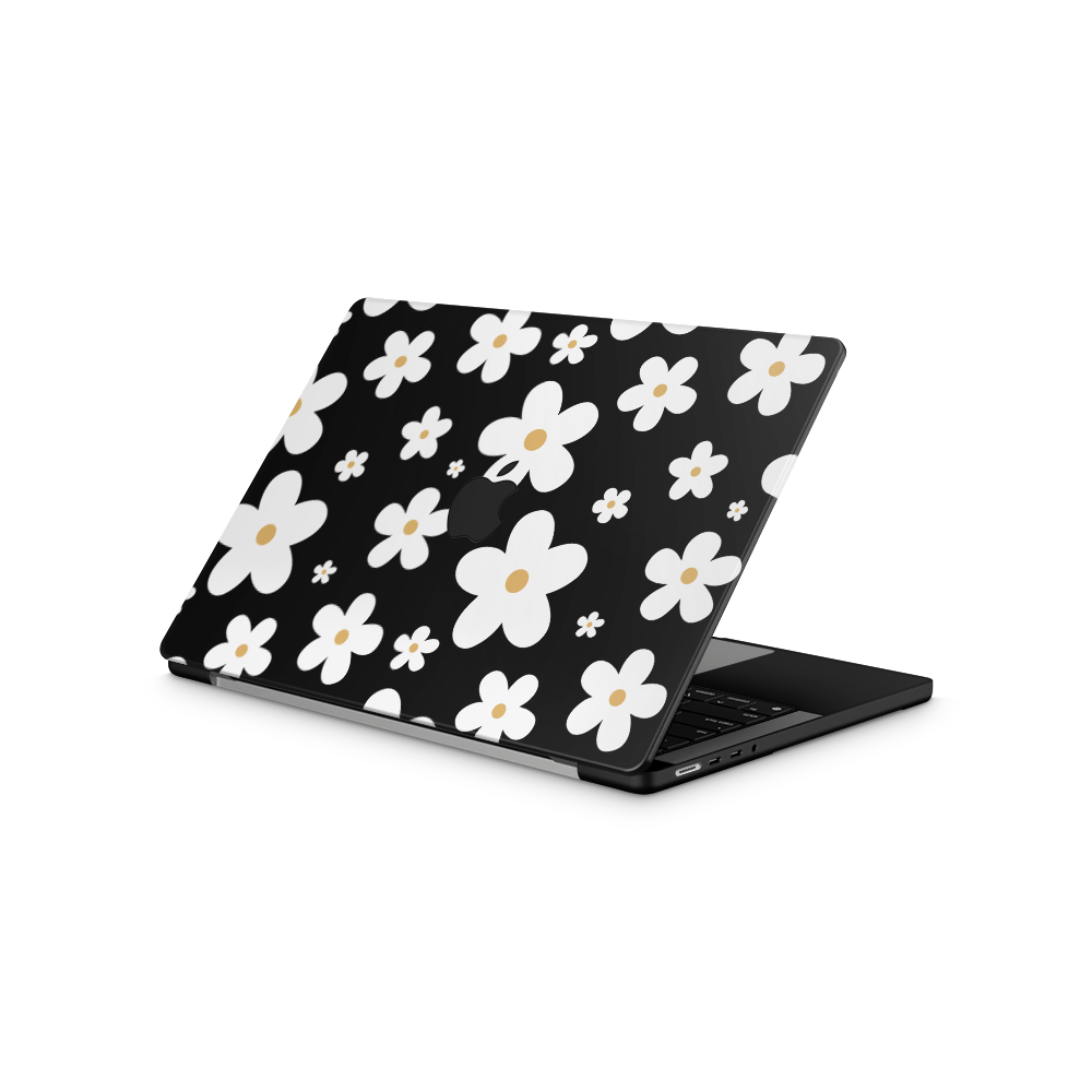 Monochrome Daisy Apple MacBook Skins