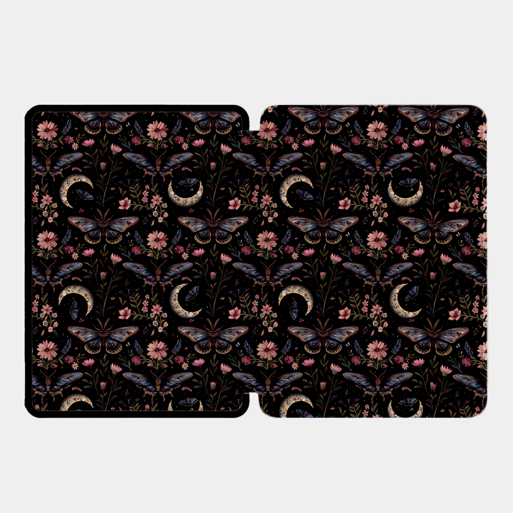 Front and back view of Boho Botanical Kindle case with floral botanical design