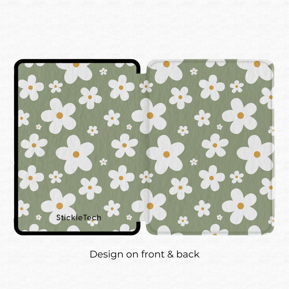 Verdant Daisies Kindle Case | Built in Hand Strap & Back Magnets