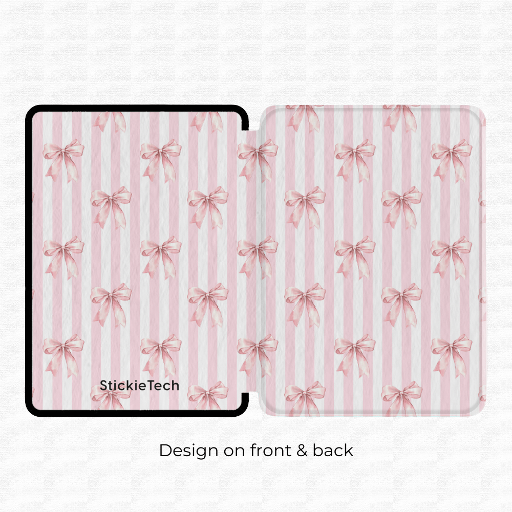 Blush Bows Kindle Case | Built in Hand Strap & Back Magnets