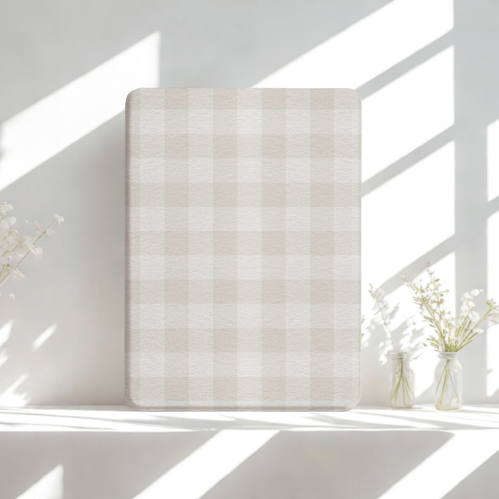 Beige Linen Kindle Case | Built in Hand Strap & Back Magnets