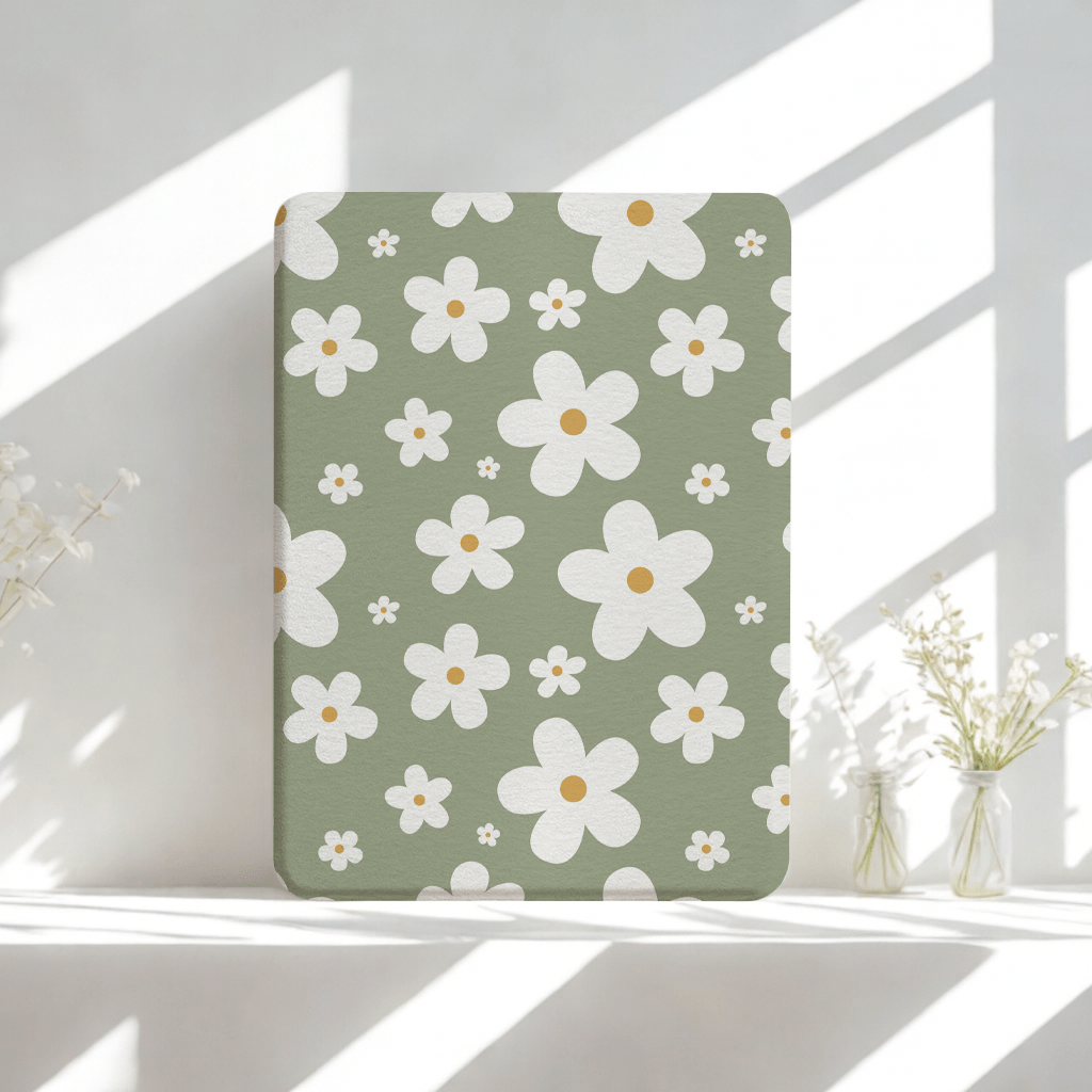 Verdant Daisies Kindle Case | Built in Hand Strap & Back Magnets