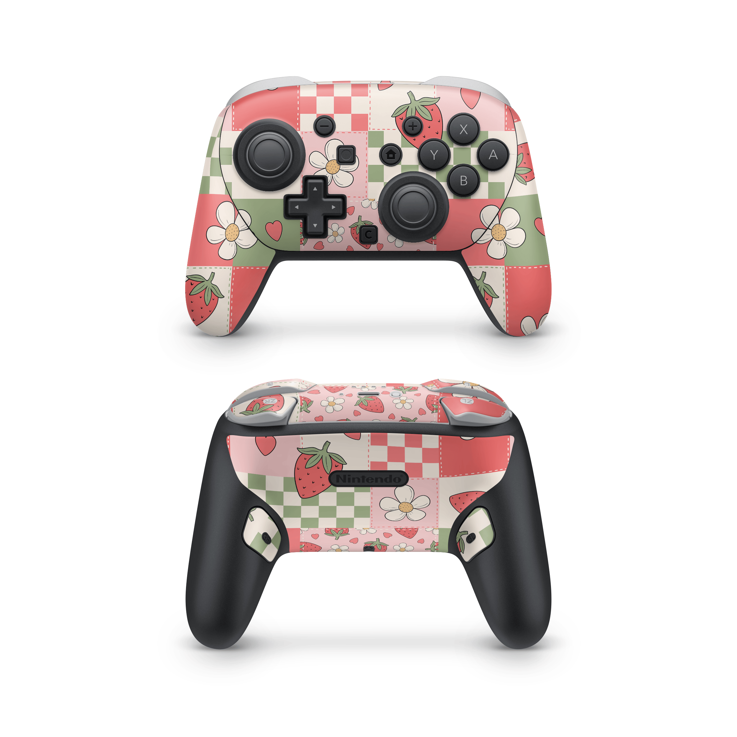 Strawberry Patchwork Nintendo Switch Pro Controller Skins