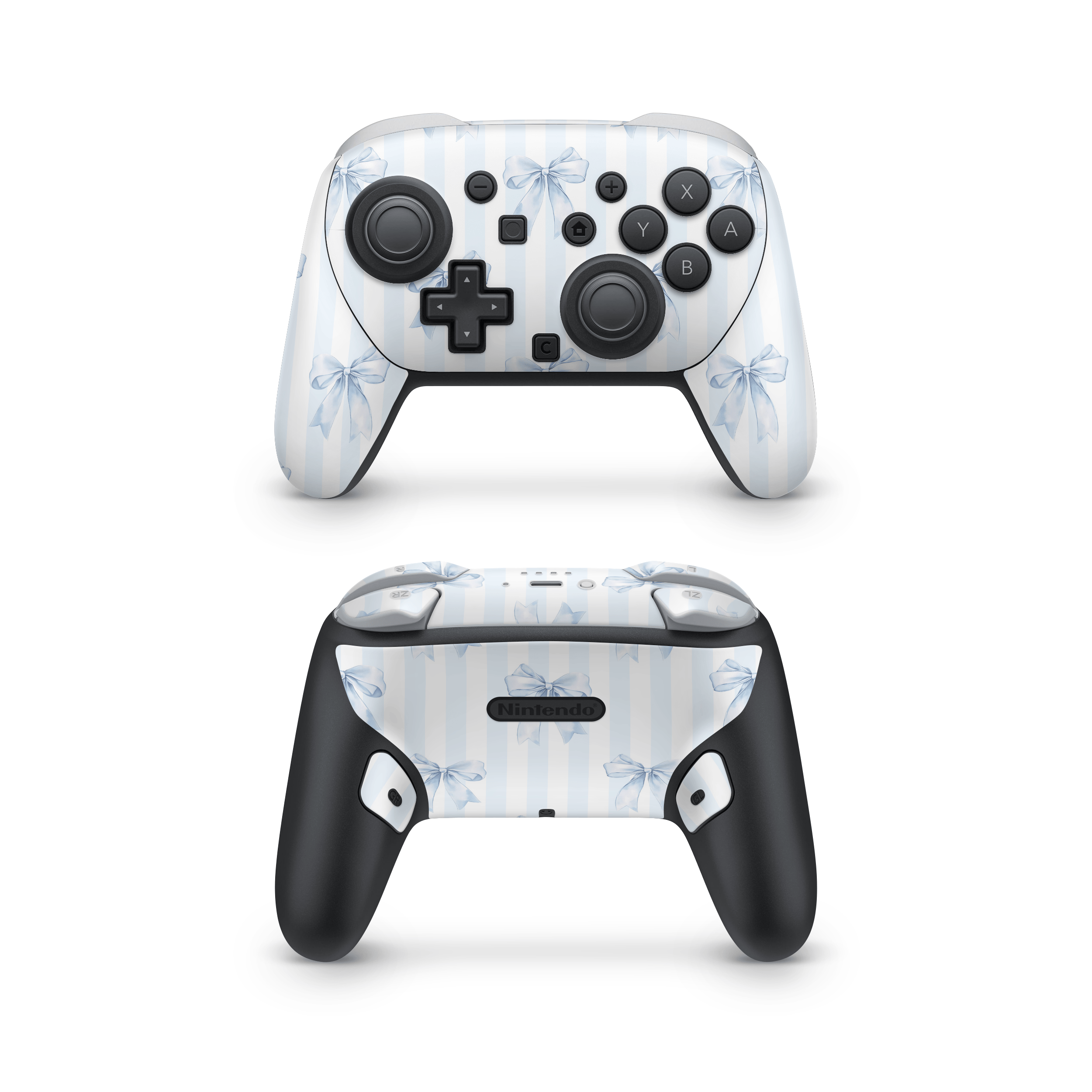 Sky Blue Bows Nintendo Switch Pro Controller Skins