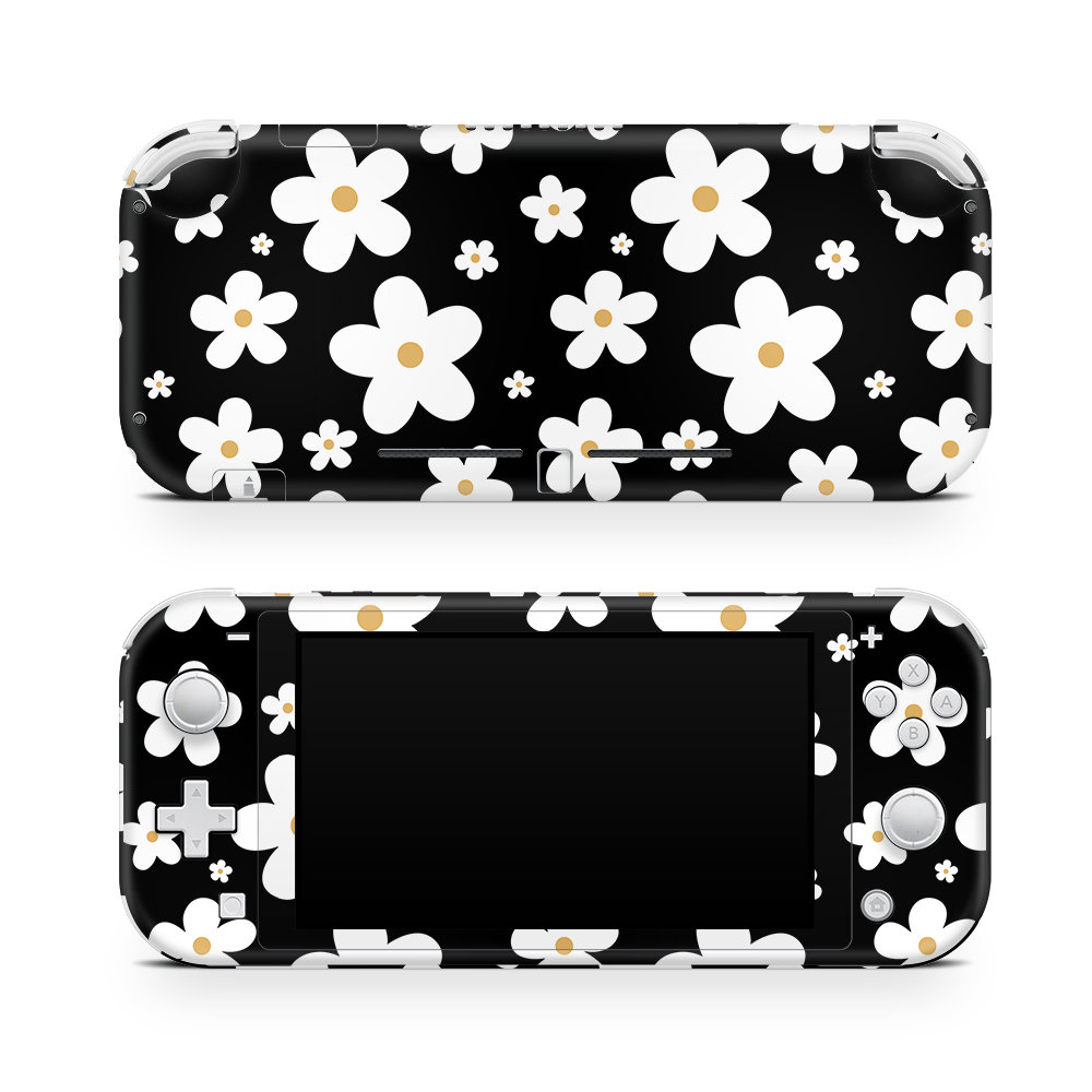 Monochrome Daisy Nintendo Switch Lite Skin