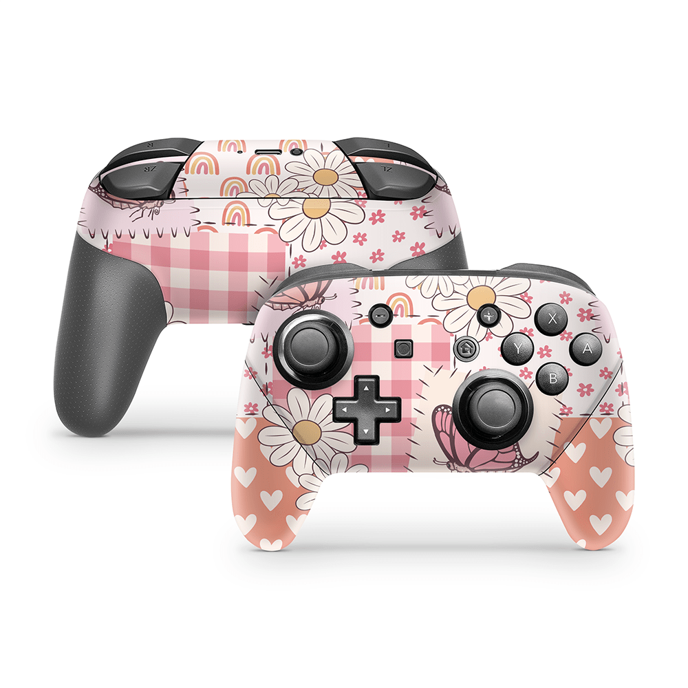 Blush Patchwork Nintendo Switch Pro Controller Skins