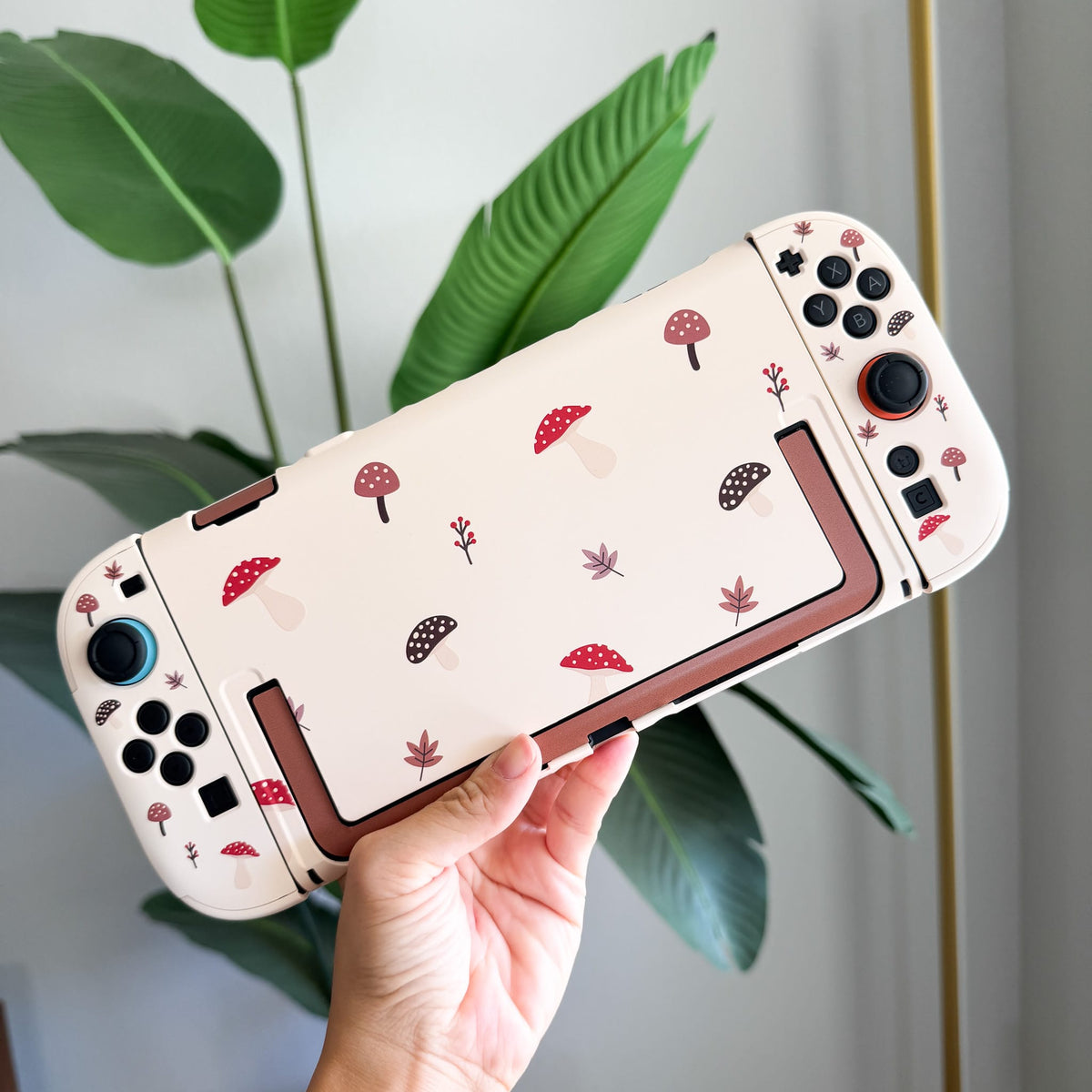 Autumn Mushies Switch 2 case back with kickstand skin