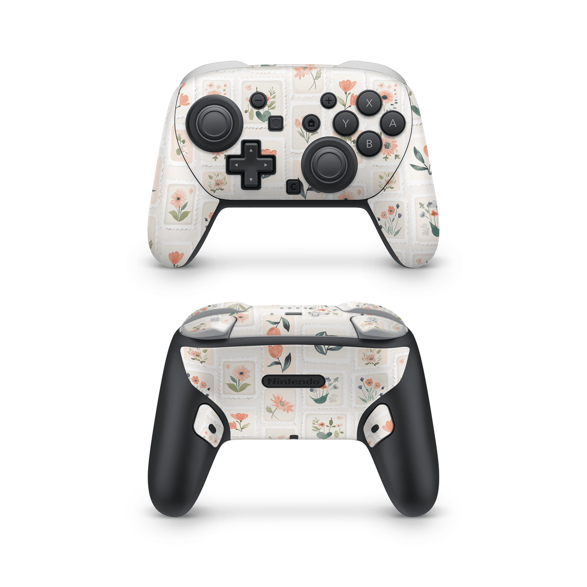 Garden Flower Stamps Nintendo Switch Pro Controller Decal Skins