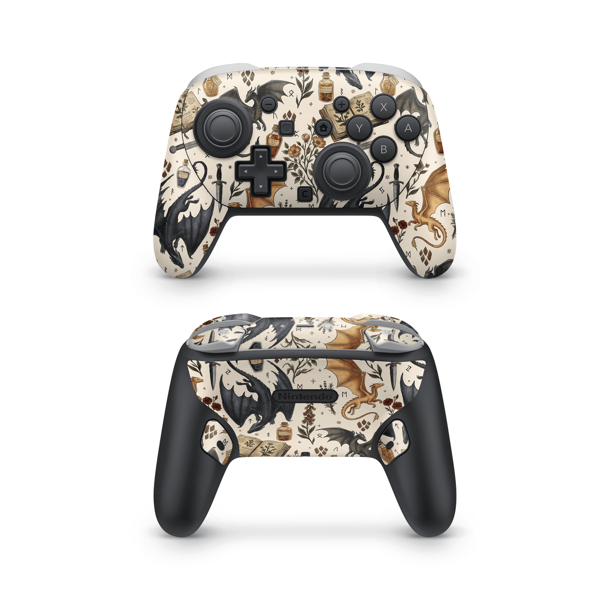 Gilded Dragons Nintendo Switch Pro Controller Decal Skins
