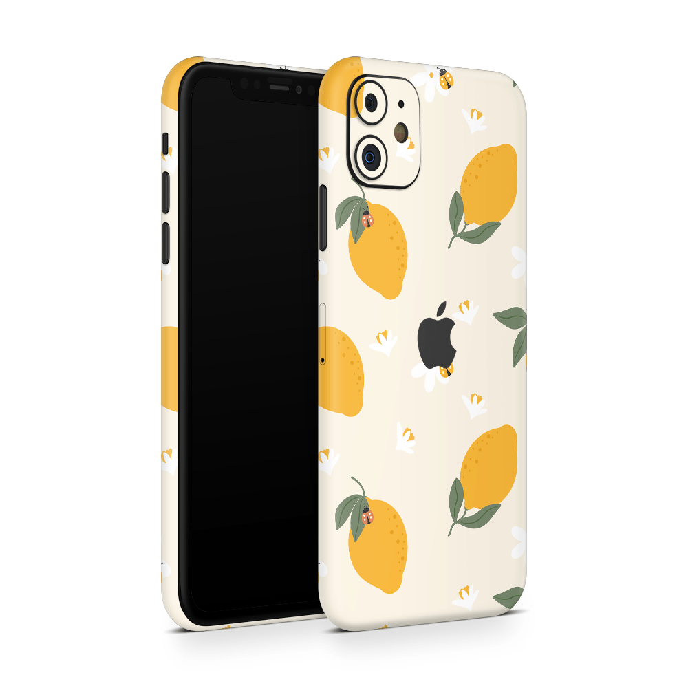 Zesty Lemons Beige Apple iPhone Skins