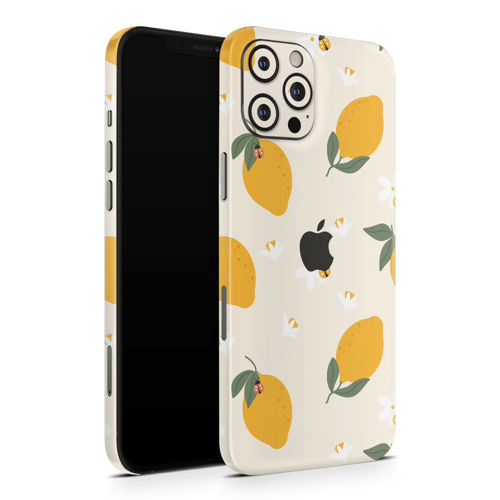 Zesty Lemons Beige Apple iPhone Skins