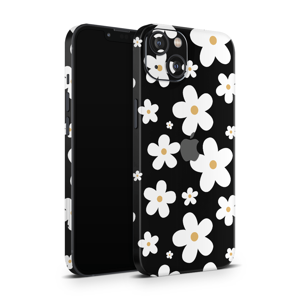 Monochrome Daisy Apple iPhone Skins