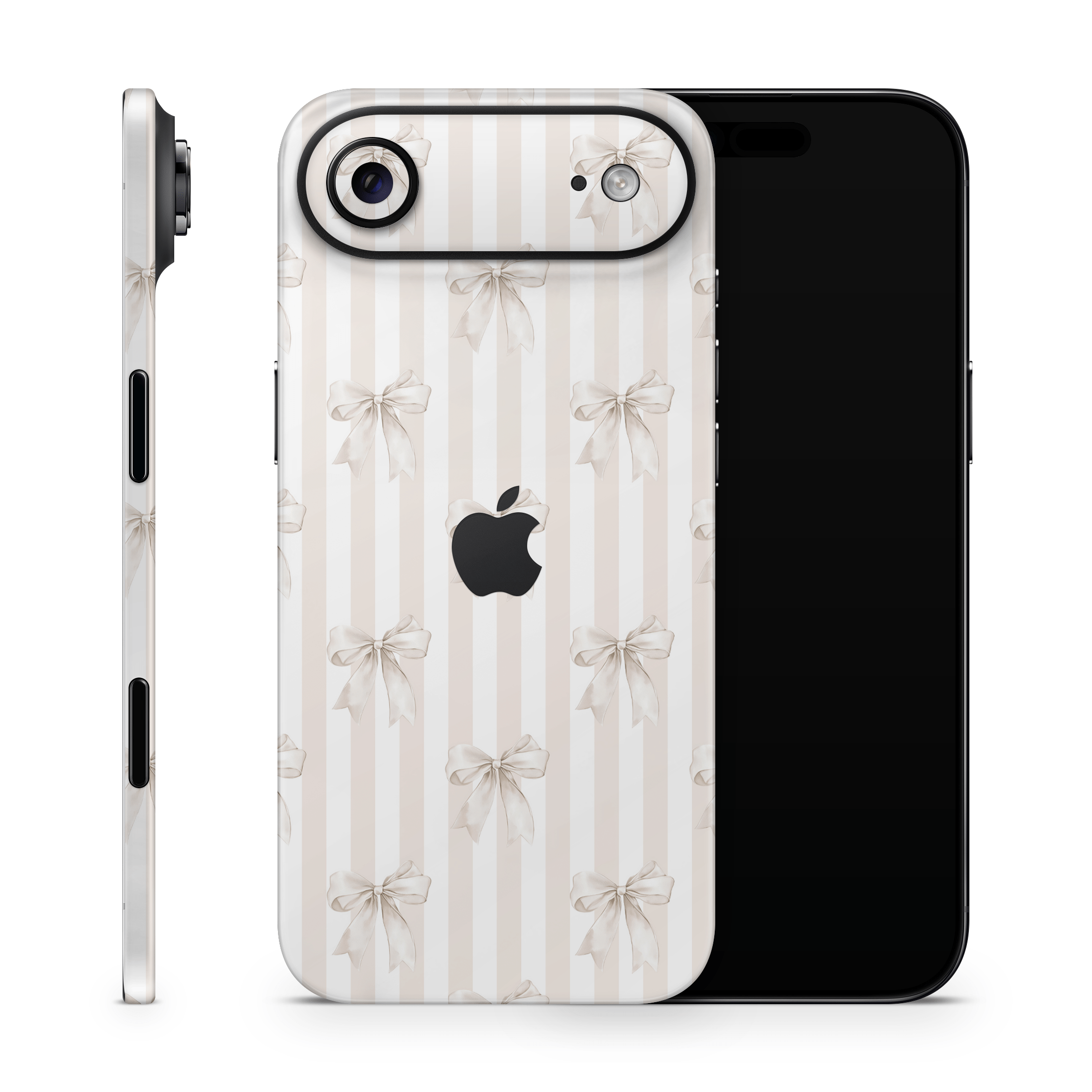 Beige Linen Bows Apple iPhone Skins