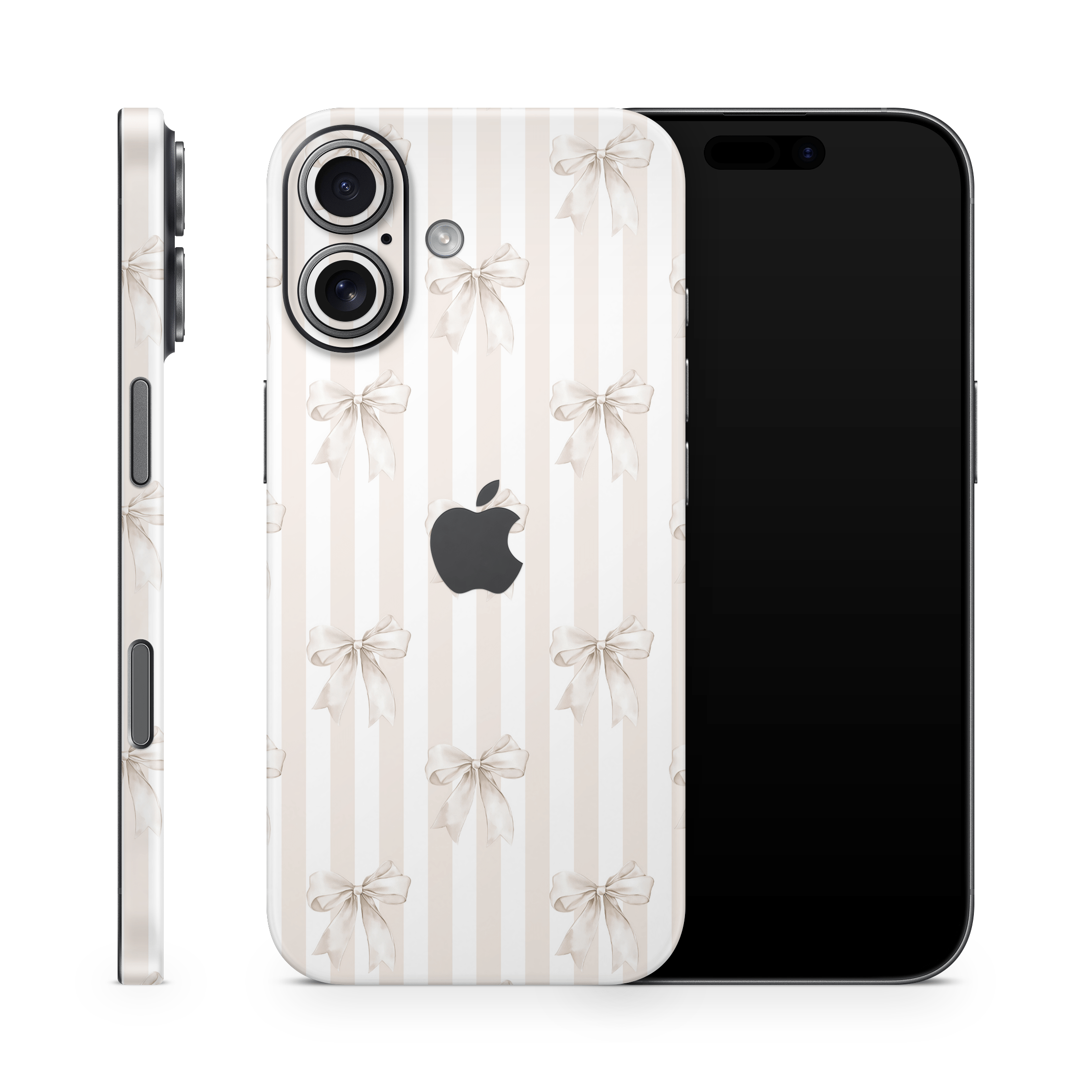 Beige Linen Bows Apple iPhone Skins