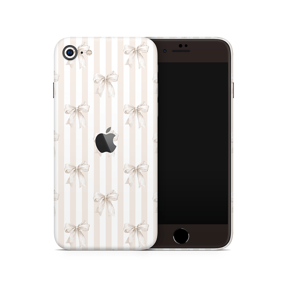 Beige Linen Bows Apple iPhone Skins