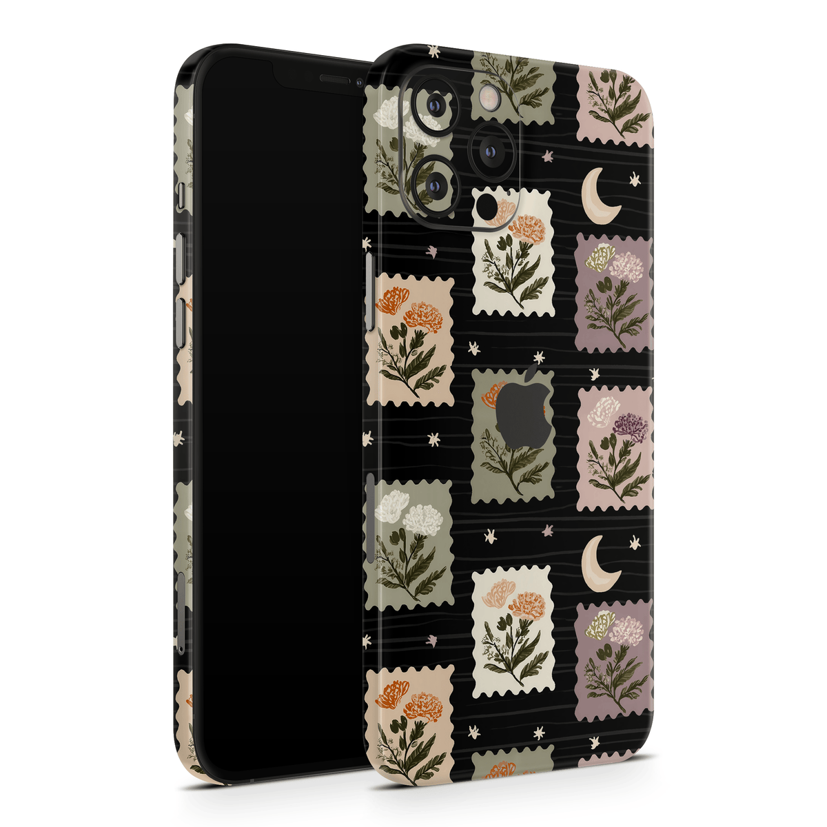 Midnight Floral Stamps Apple iPhone Decal Skins