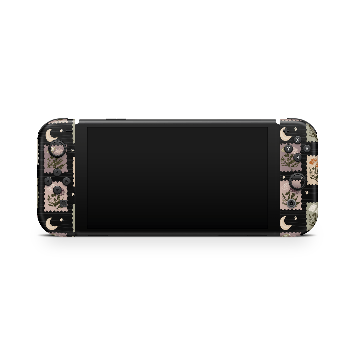 Midnight Floral Stamps Nintendo Switch OLED Decal Skin