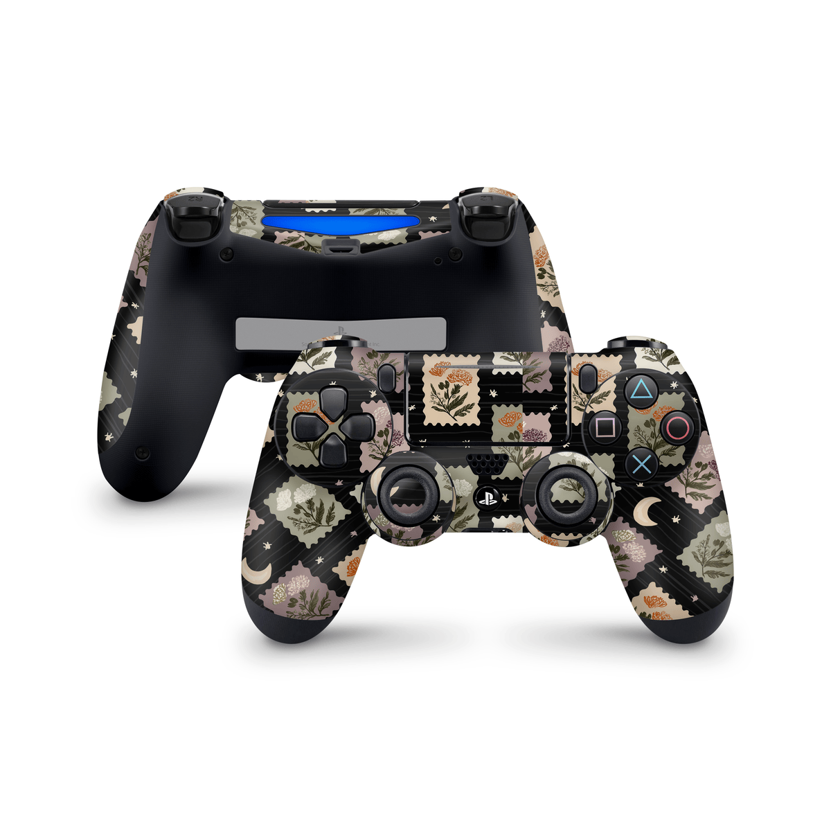 Midnight Floral Stamps PS4 Dualshock Controller Decal Skin