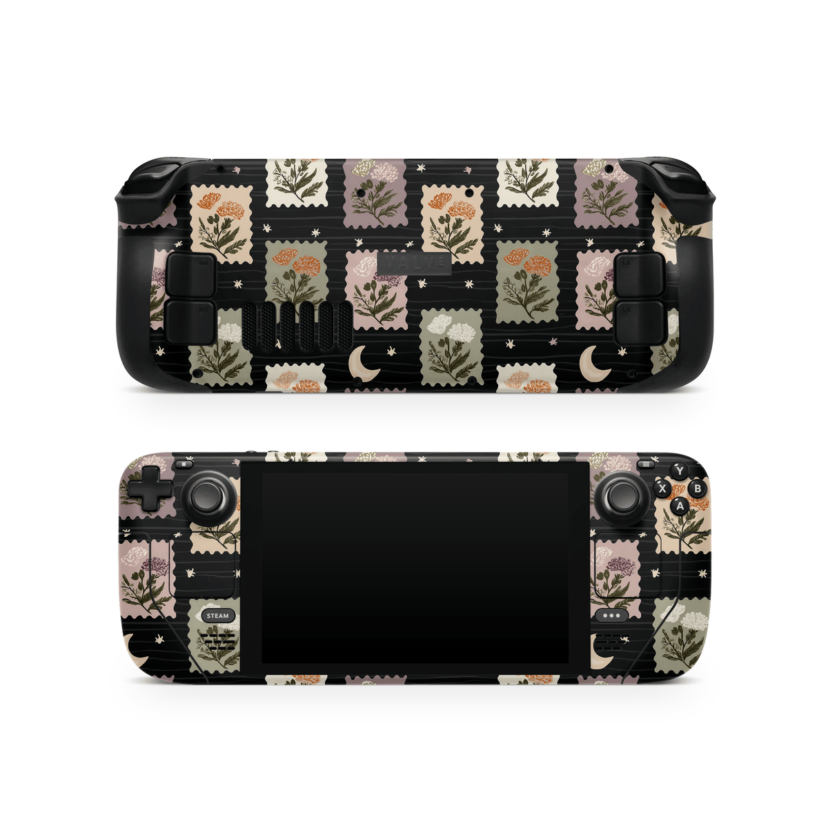 Midnight Floral Stamps Steam Deck LCD / OLED Decal Skin