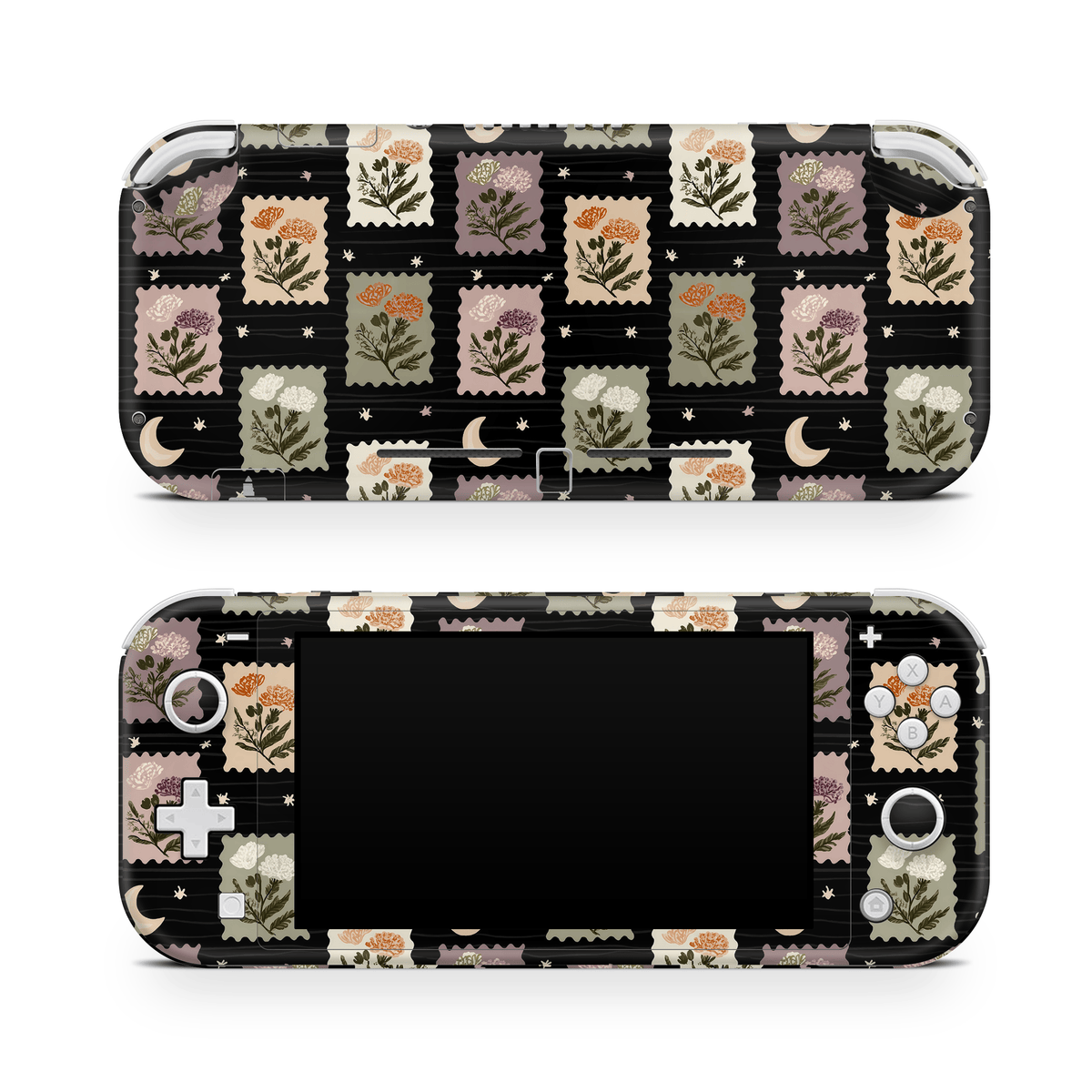 Midnight Floral Stamps Nintendo Switch Lite Decal Skin