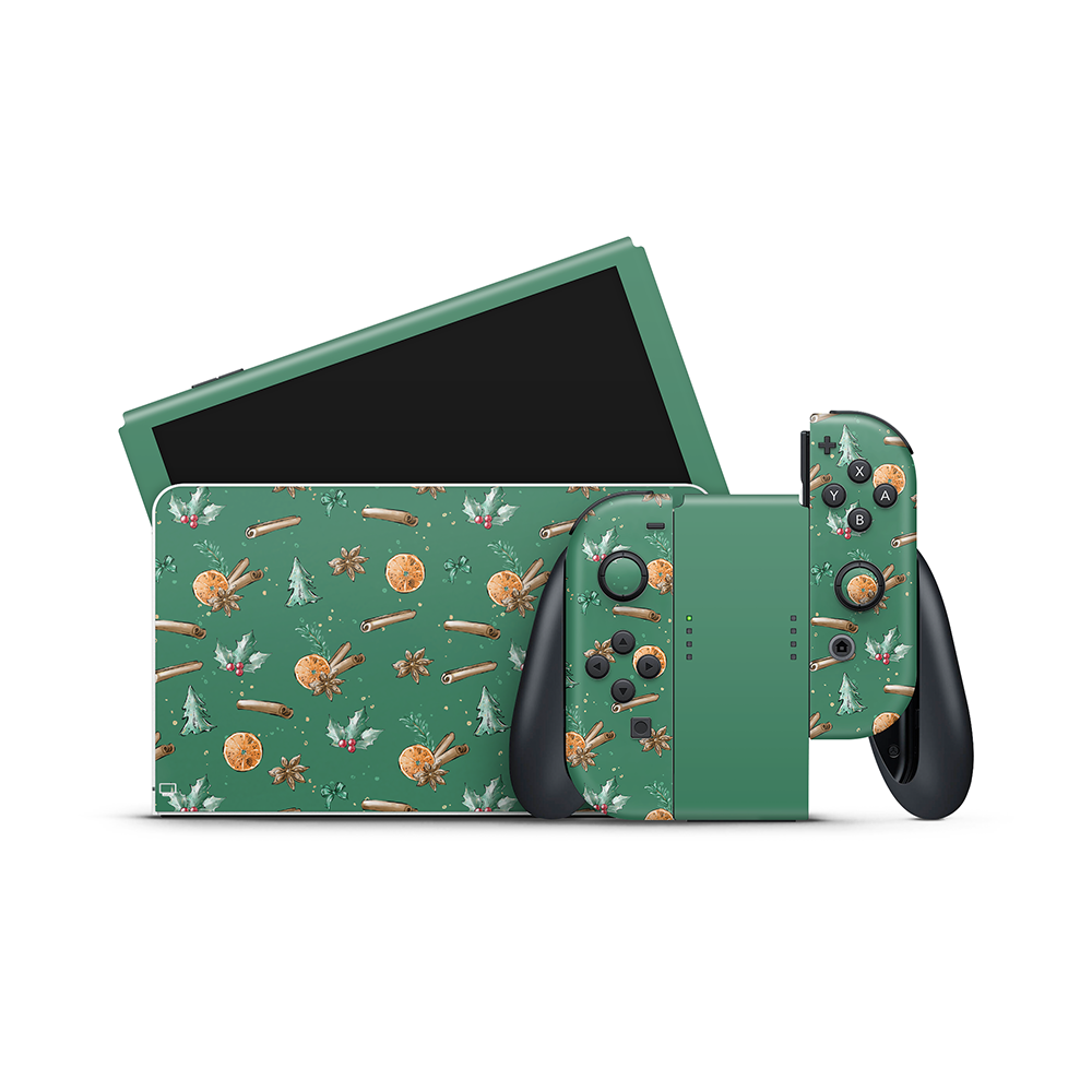 Cozy Spices Green Nintendo Switch OLED Skin