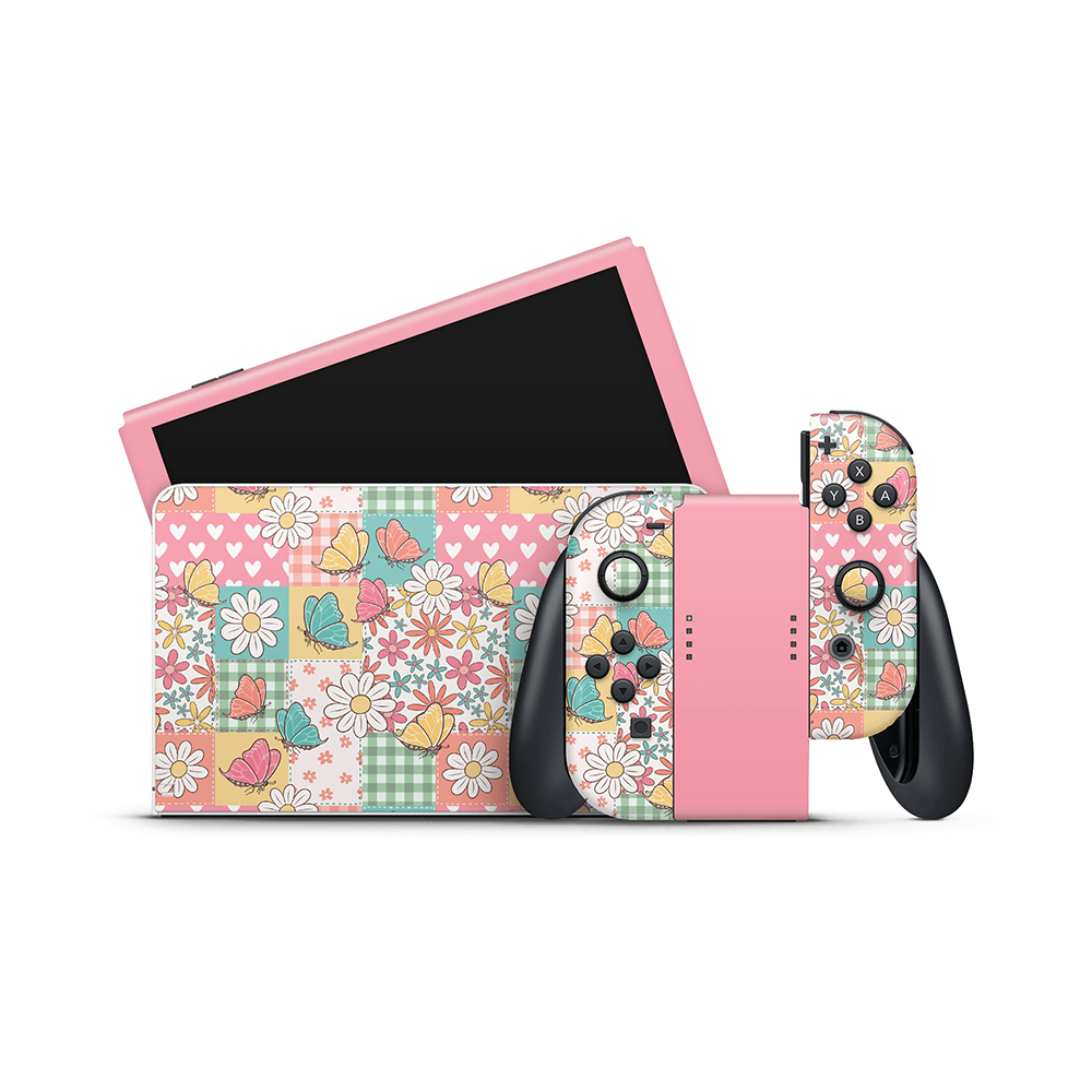 Butterfly Patchwork Nintendo Switch OLED Skin