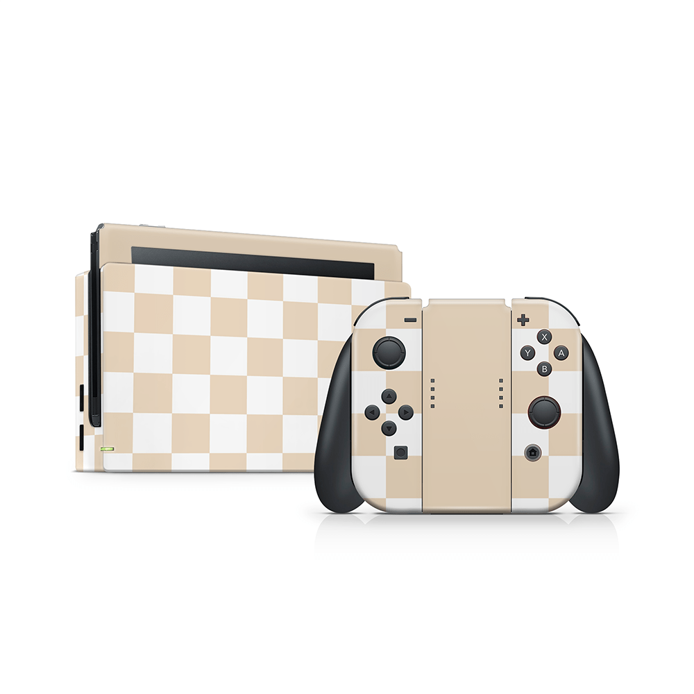 Latte Checkered Nintendo Switch Skin