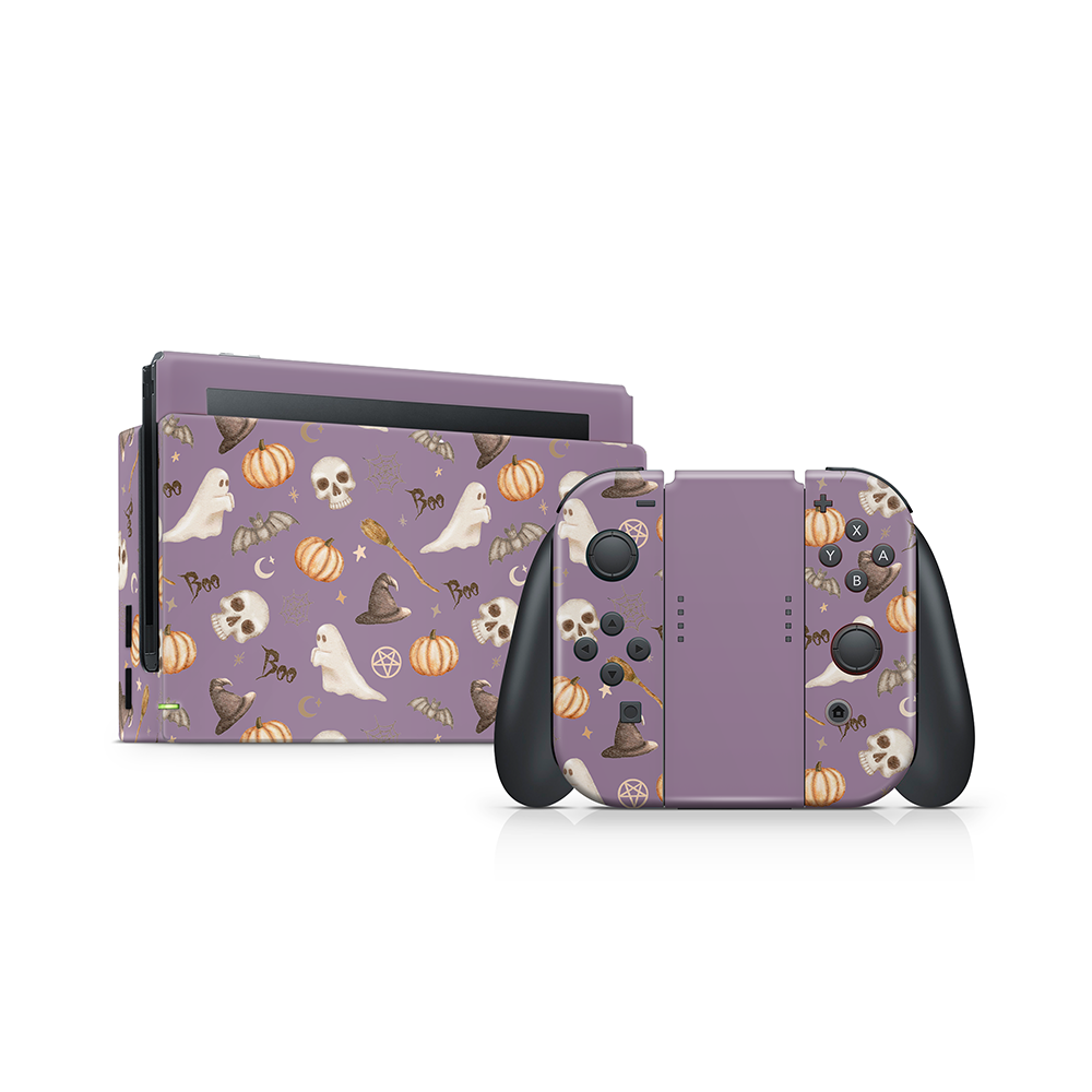 Spooky Things Purple Nintendo Switch Skin