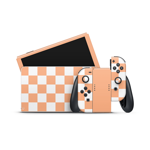 Thai Tea Checkered Nintendo Switch OLED Skin