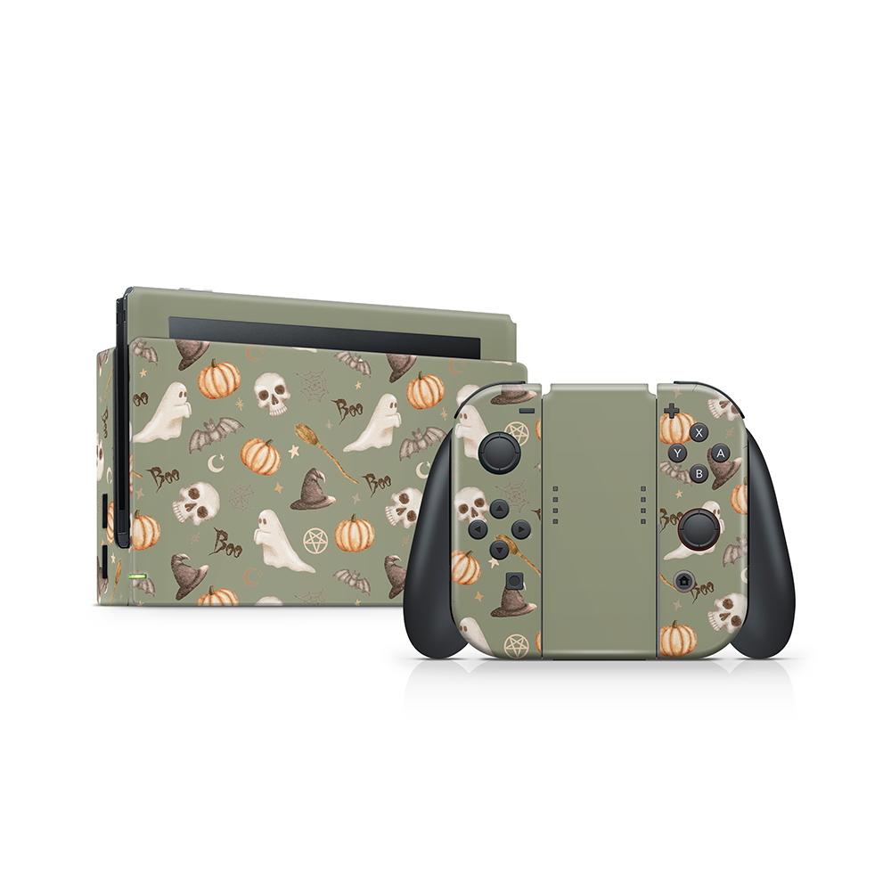 Spooky Things Green Nintendo Switch Skin