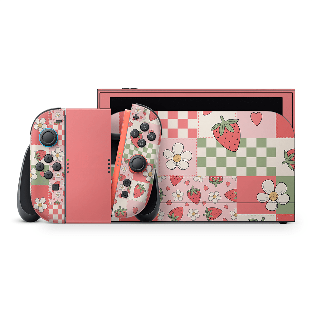 Strawberry Patchwork Nintendo Switch 2 Skin