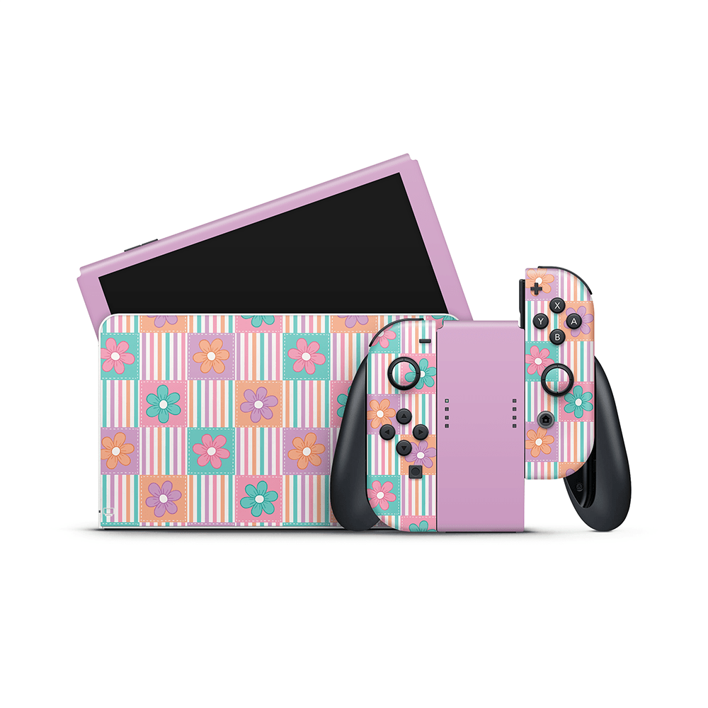 Daisy Patchwork Nintendo Switch OLED Skin