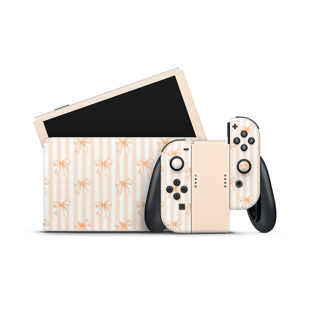 Apricot Bows Nintendo Switch OLED Skin