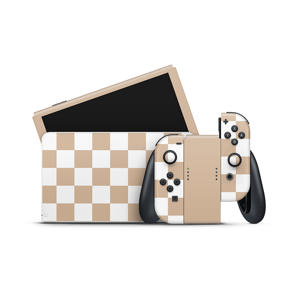 Espresso Checkered Nintendo Switch OLED Skin