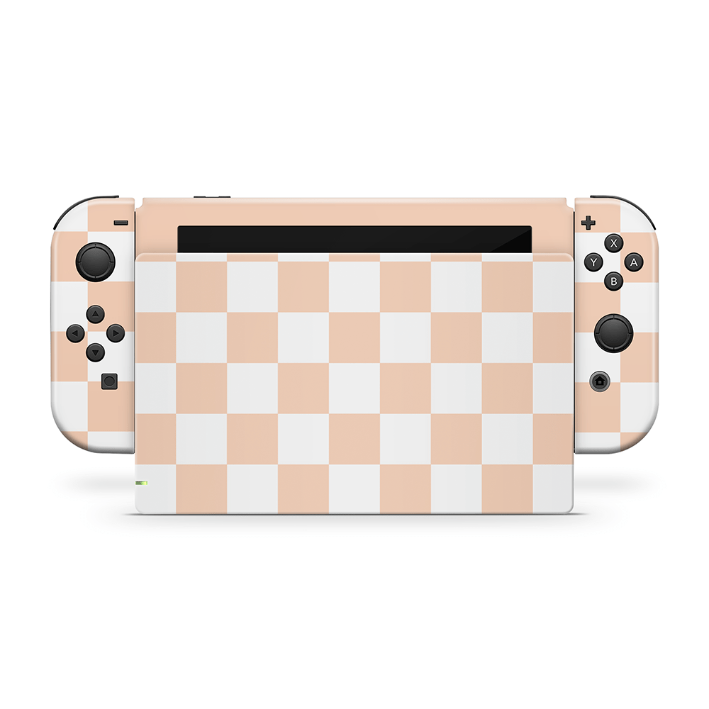 Peach Checkered Nintendo Switch Skin